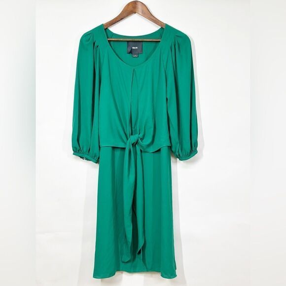 Anthropologie Maeve Valparaiso Tie Front Midi Dress Green Size 8 - Picture 2 of 12
